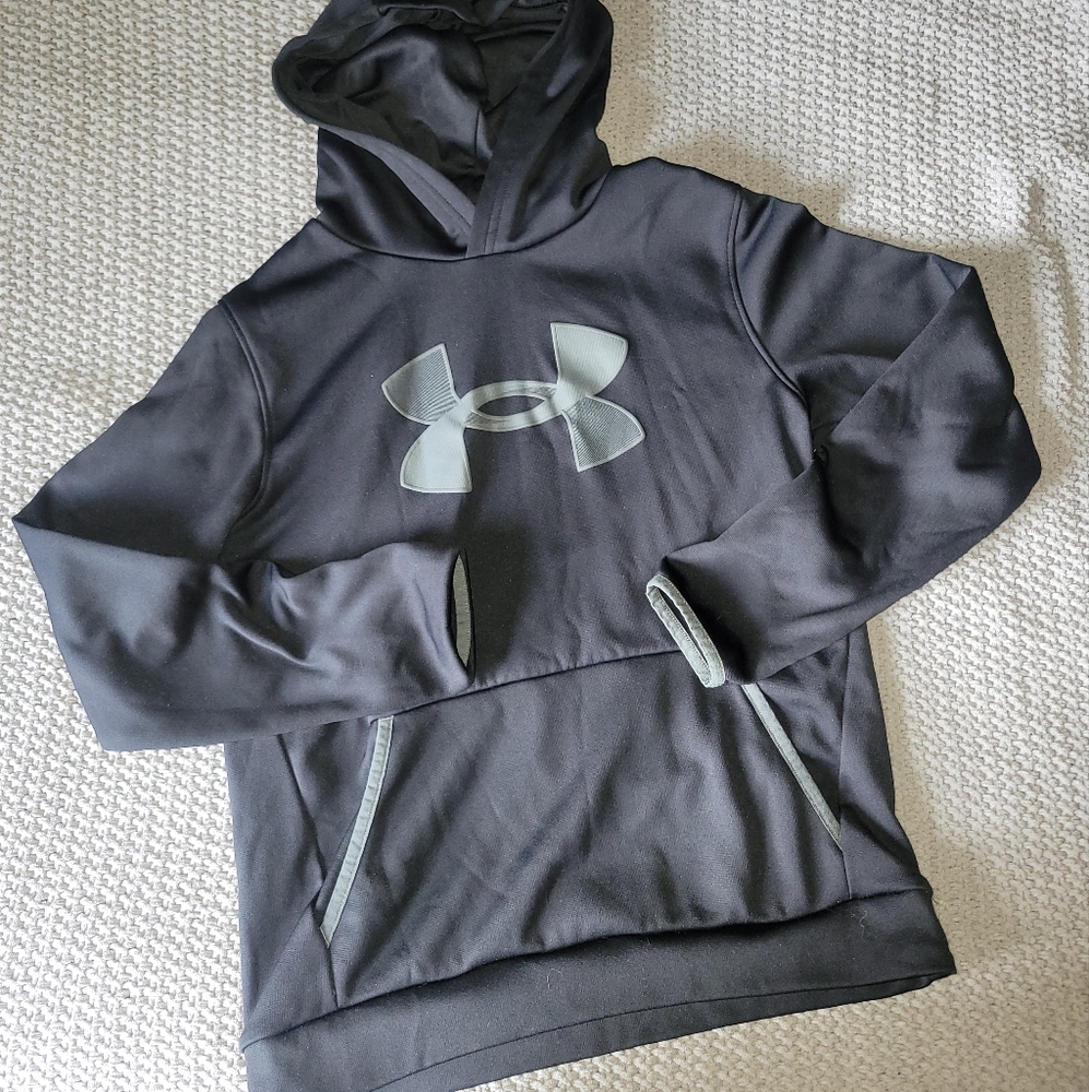Under Armour Kids Hoodie | Size Large Boys | ColdGear Pullover Logo Black